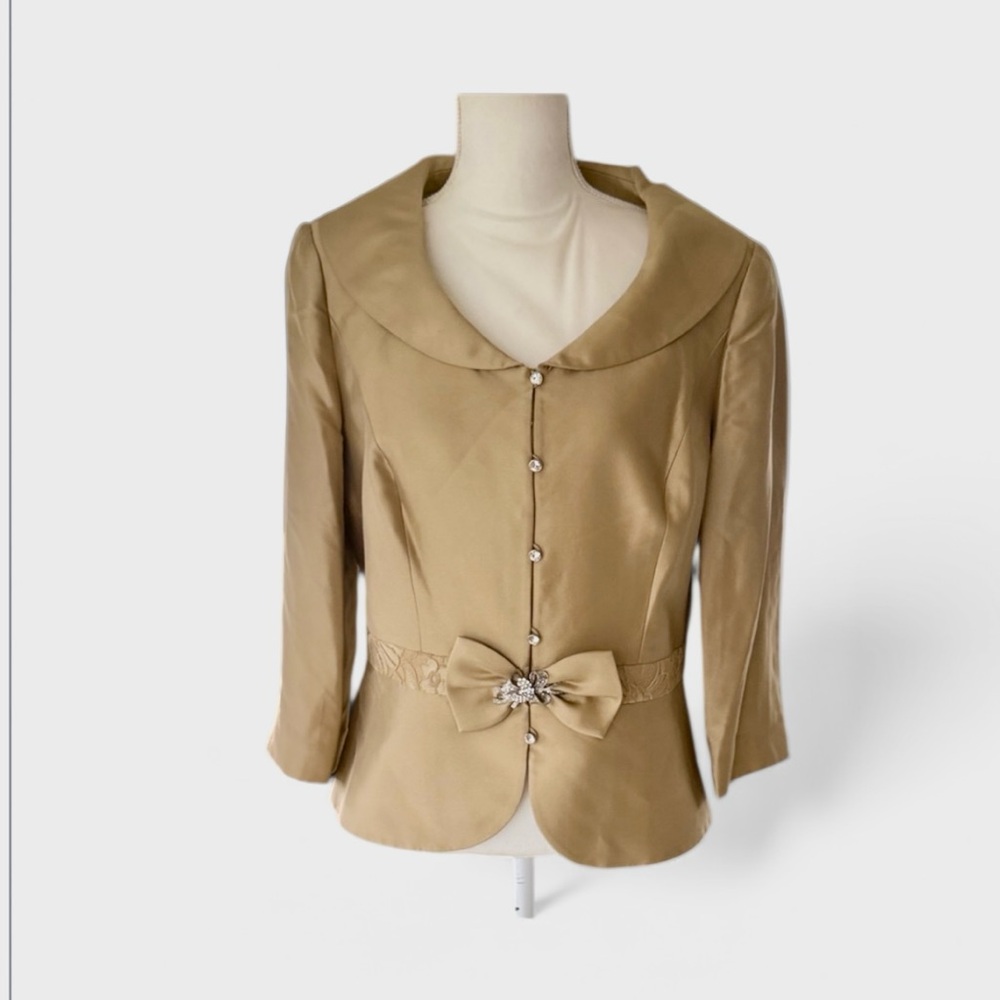 Liz Elana Silk jacket crystal embellished bridal wedding guest gala womens